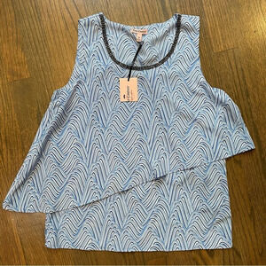 NEW Juicy Couture Retrowave Celestial Embellished Layered Tank Top - Blue
